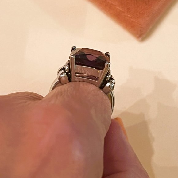 Large Square Cut Amethyst Ring in 925 Silver Artisan - NWT, Size 7 - Picture 9 of 10